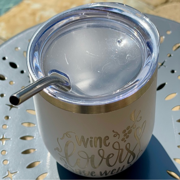 CUSTOM : “Wine Lovers Age Well” Engraved Wine Tumbler 12oz + Straw - Picture 3 of 3